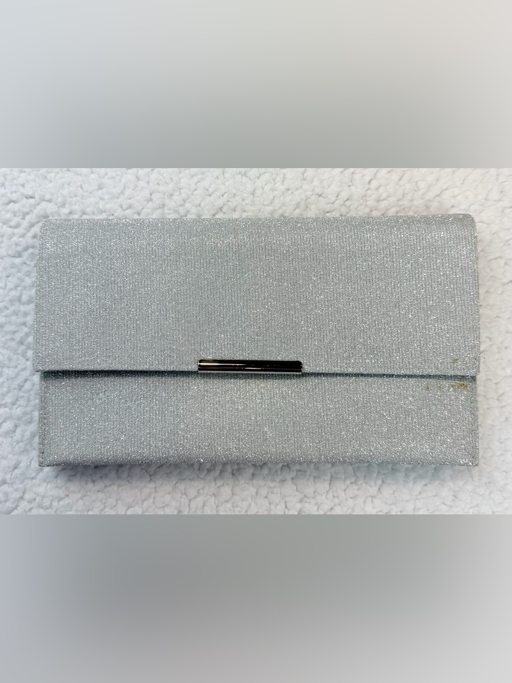 (VTG) LA REGALE • Silver Sparkly Glitter Evening Clutch w/ Chain Strap, OS - Picture 12 of 16